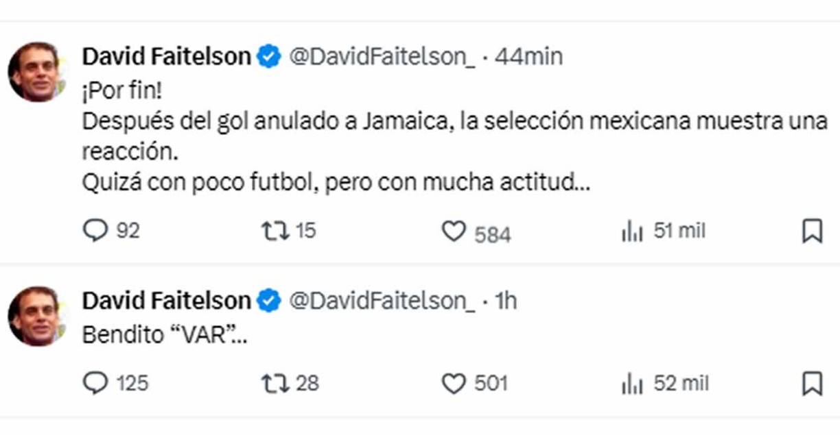 El periodista de TUDN dijo que el “bendito VAR” salvó a México con un gol a Jamaica y después “la selección mexicana muestra una reacción. Quizá con poco futbol, pero con mucha actitud”.
