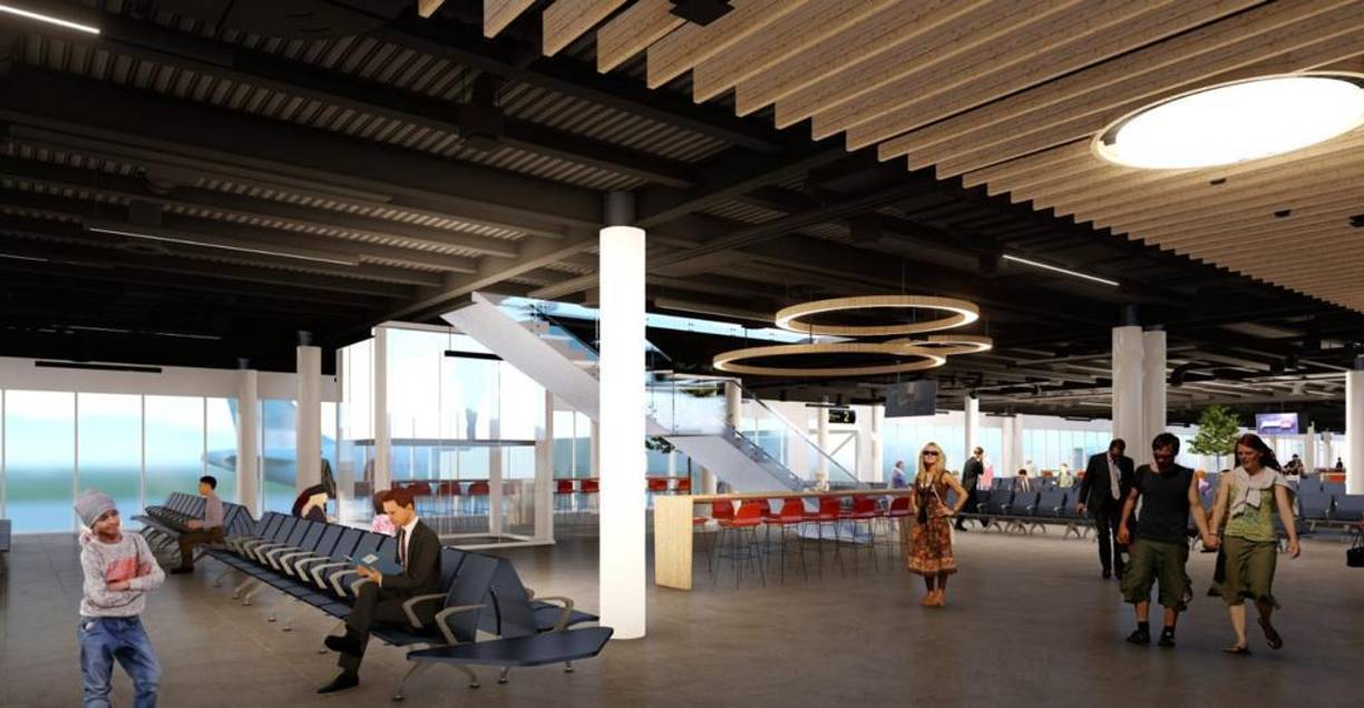 Habrá una nueva sala de espera para el público que llega a dejar y recoger a los viajeros. Tanto en el módulo A nivel uno como en el módulo B. Habrá una nueva área comercial y baños públicos.