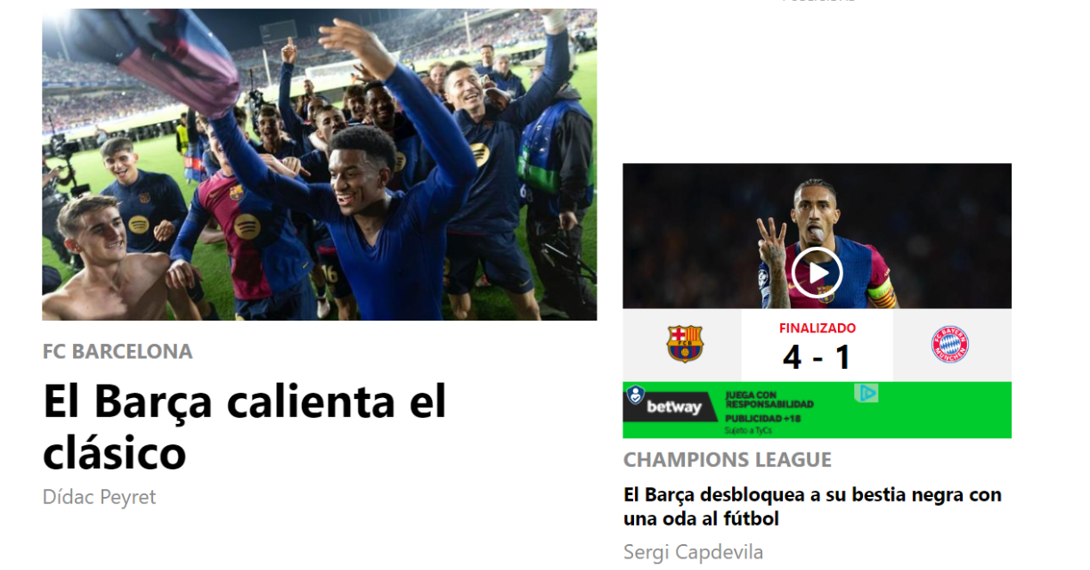 Diario Sport: “El Barcelona desbloquea a su bestia negra con una oda al fútbol”