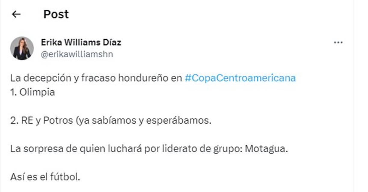 Erika Williams dejó su punto de vista.