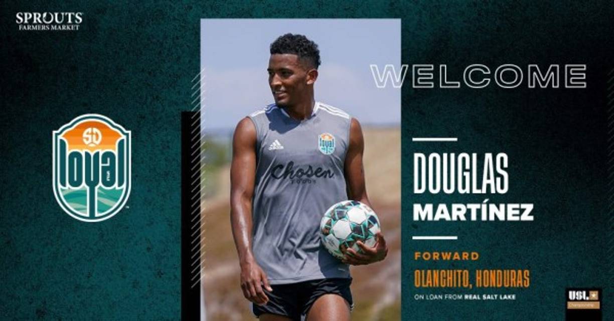 El delantero hondureño Douglas Martínez fue anunciado como nuevo jugador del San Diego Loyal de la USL de Estados Unidos y será entrenado por Landon Donovan, exjugador de la selección de Estados Unidos de Los Ángeles Galaxy. Jugará a préstamo con el conjunto fronterizo tras tener poca actividad con el Real Salt Lake de la MLS. Foto Twitter @SanDiegoLoyal.