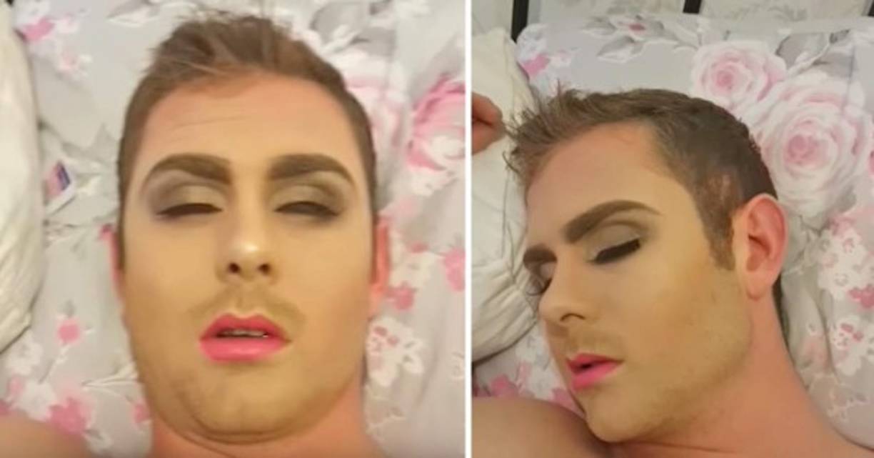 Natalie le aplicó cosméticos por toda la cara incluyendo polvos bronceadores, raya, sobra de ojos, pestañas postizas, pintalabios y unas postizas