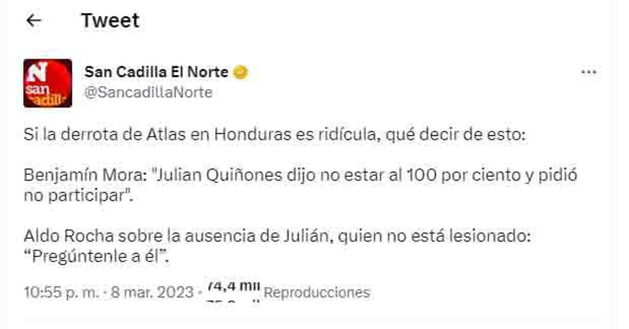 El capitán del Atlas habría reaccionado molesto con Quiñones al ver que pidió no jugar.