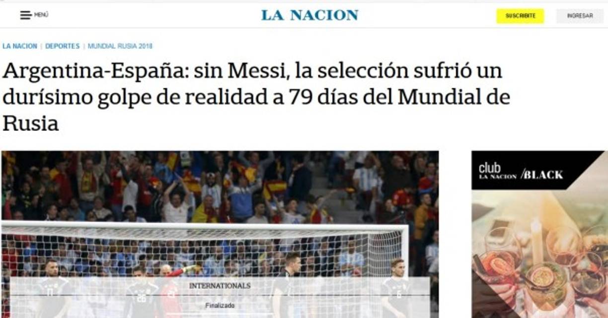 La prensa de Argentina le hace fuertes comentarios a su Selección.