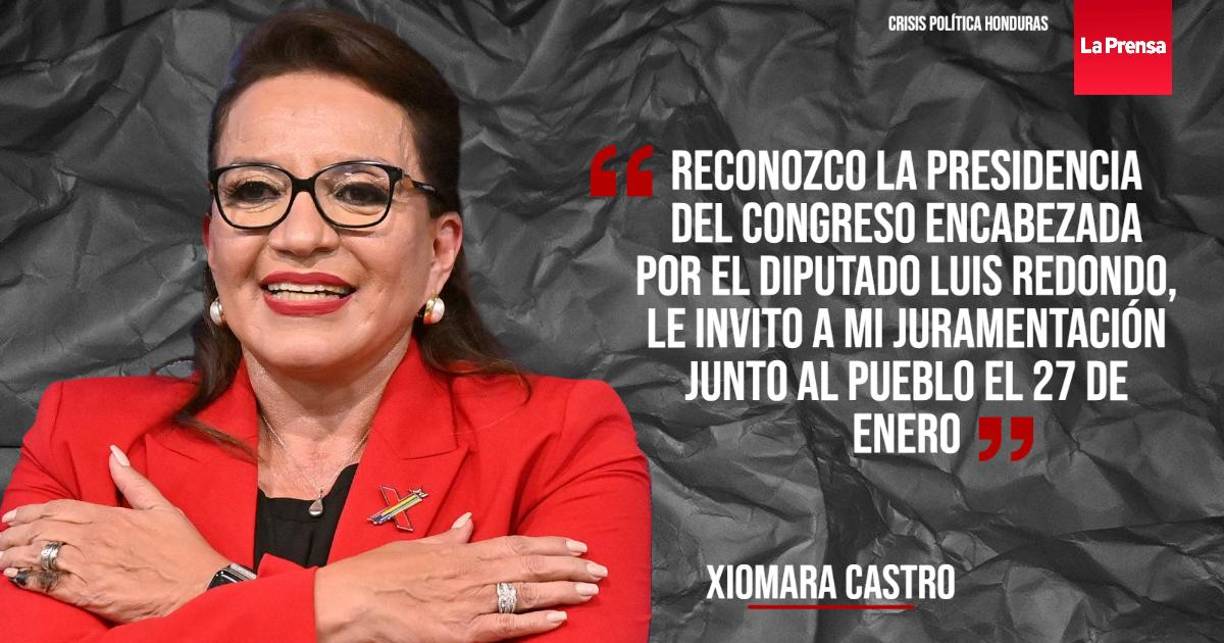 Por su parte, la presidenta electa Xiomara Castro desconoció la asunción de Cálix. En cambio, dijo que reconocía a Luis Redondo, parlamentario del PSH por Cortés, como presidente de la Cámara legislativa. 