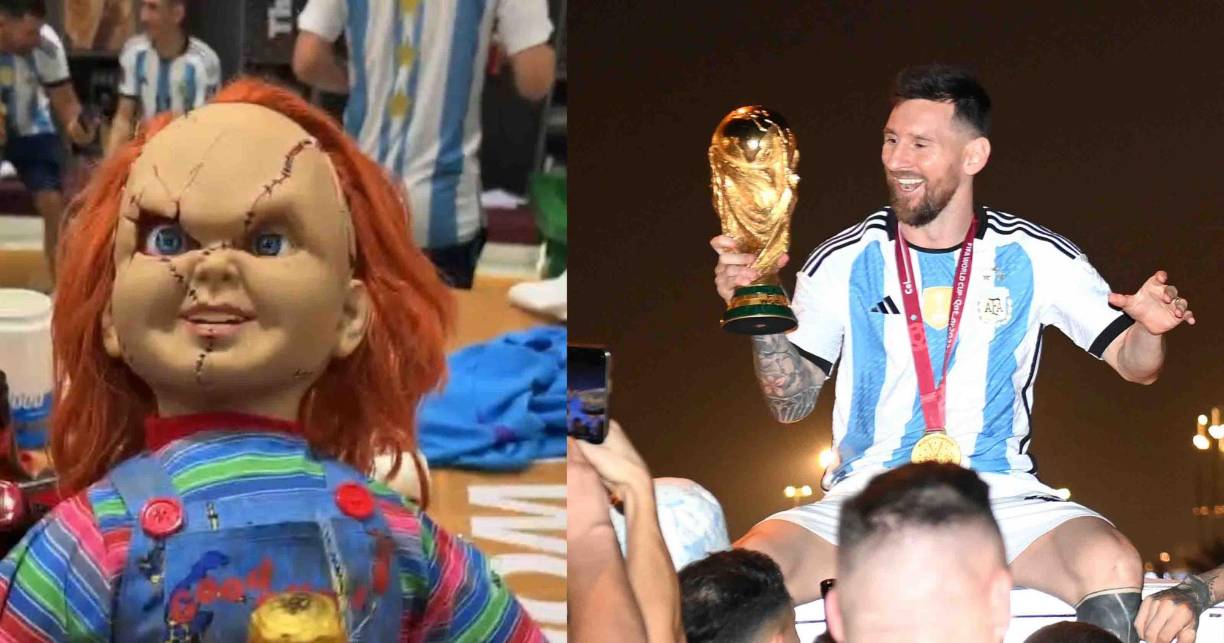 <b>Argentina</b> se consagró <b>campeón del mundo</b> y en diferentes imágenes de la intimidad de los festejos de la Selección en el vestuario pudo observarse una presencia llamativa: el muñeco diabólico Chucky.