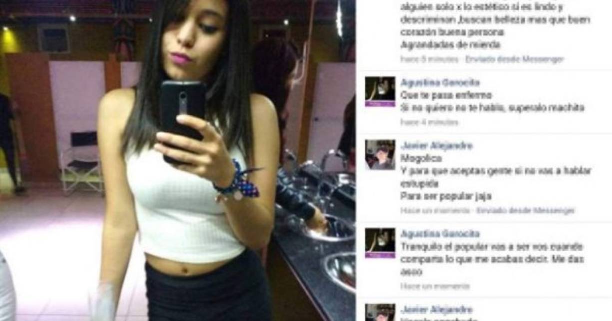 A principios de mayo, Agustina Gorocito cometió 'un grave error' en sus redes sociales que la ha llevado a vivir 'un verdadero infierno' en las últimas semanas. La joven de origen argentino aceptó una solicitud de amistad en Facebook de un hombre que no conocía y que se hace llamar Javier Alejandro. A los pocos minutos de haberlo aprobado, Agustina comenzó a recibir mensajes de Javier, y decidió ignorarlo. Sin embargo, el hombre continúo acosándola e inclusó la amenazó. 'Después cuando las violan se hacen las víctimas'. 'Che pendeja contestá… después se quejan cuando las cagan matando, violando, si se hacen las estrellitas y después terminan muertas. Por eso hay tantos asesinos violadores, por pendejas pelotudas agrandadas como vos que se hacen las divas y los chabones son unos marginados que no les queda otra que usar la fuerza y violencia', siguió el acosador.