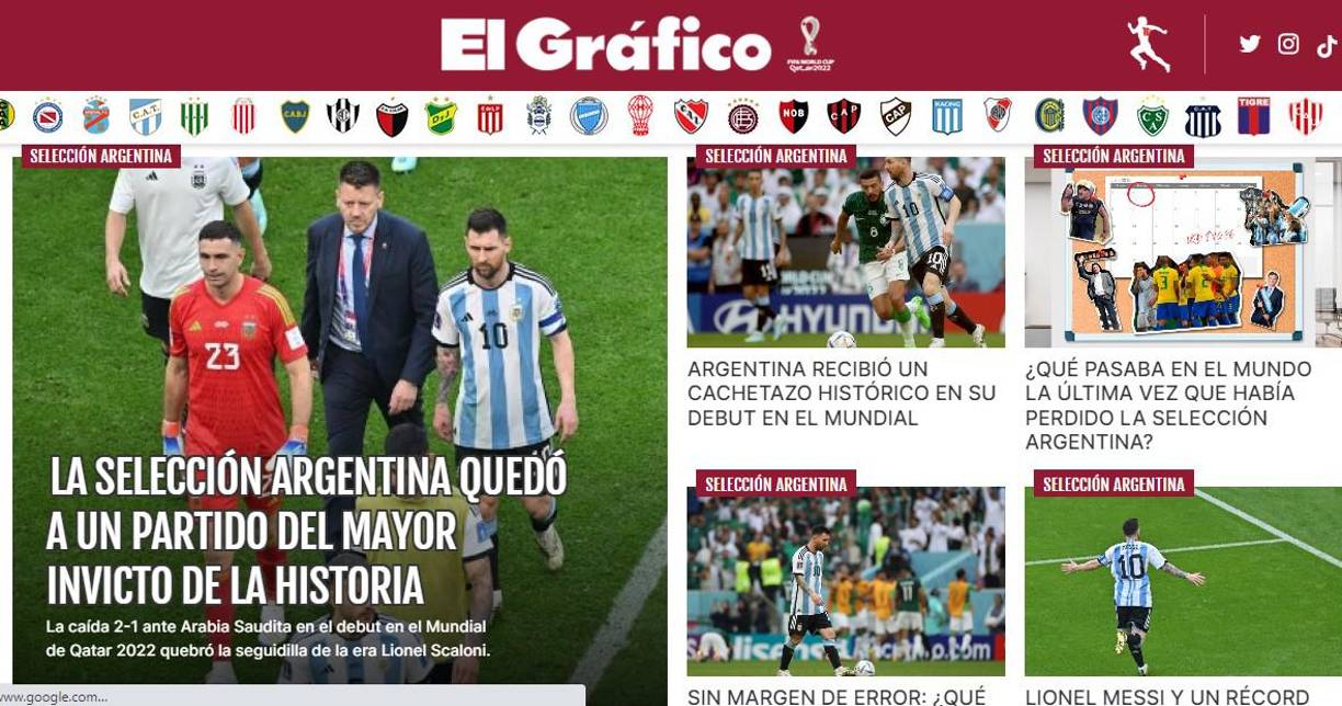 El Gráfico lamentó que Arabia les quitó una marca histórica.