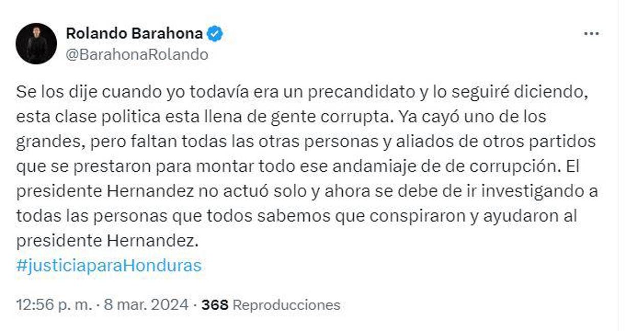 Rolando Barahona, diputado hondureño del Congreso Nacional. 