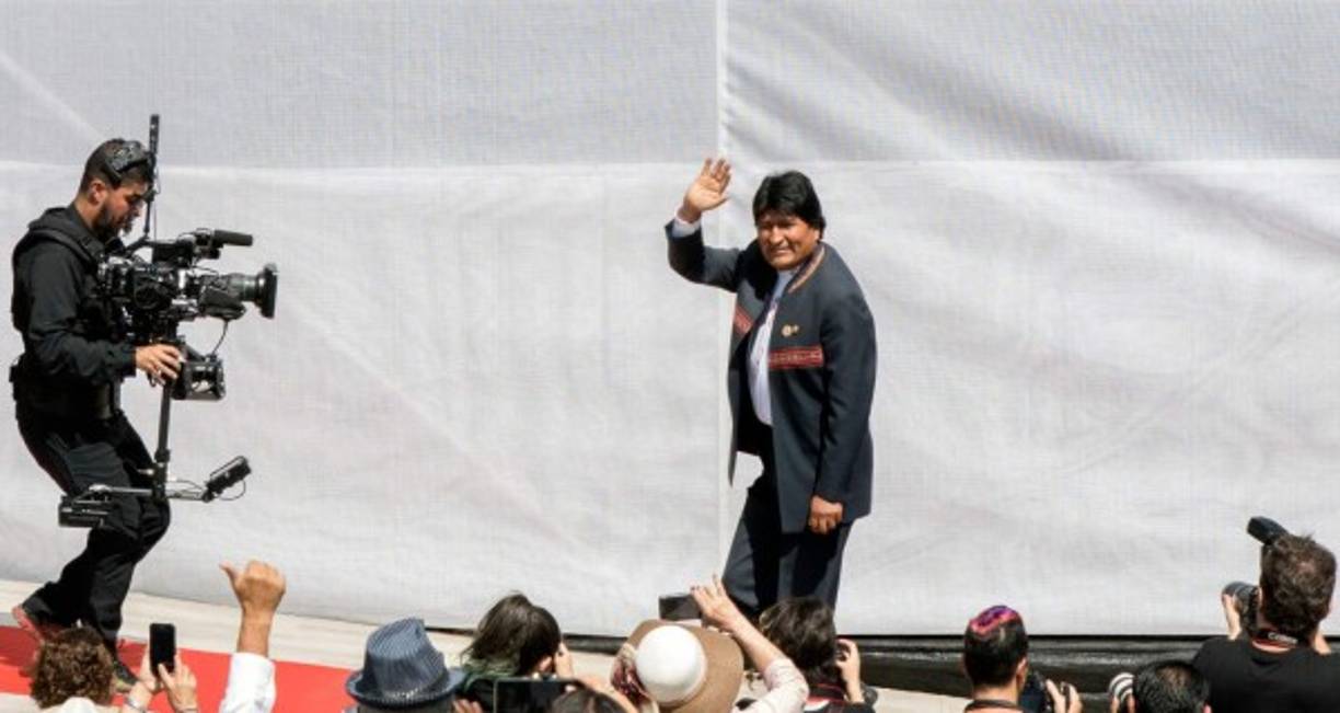 El mandatario boliviano, Evo Morales, a su llegada a la juramentación.