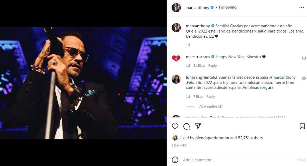 El cantante Marc Anthony. 