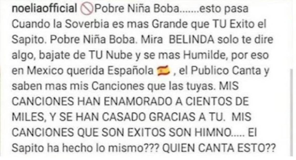 La cantante dijo a la juez de La Voz México que fuera más humilde.<br/><br/>Añadió que en México la gente conocía y cantaba más sus canciones que las de Beli. <br/><br/>