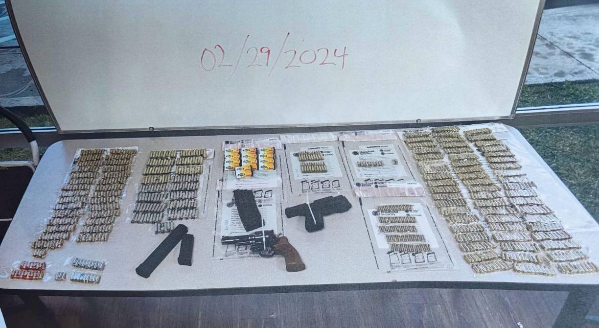 Parte de las armas y municiones que pretendían ingresar a Honduras.