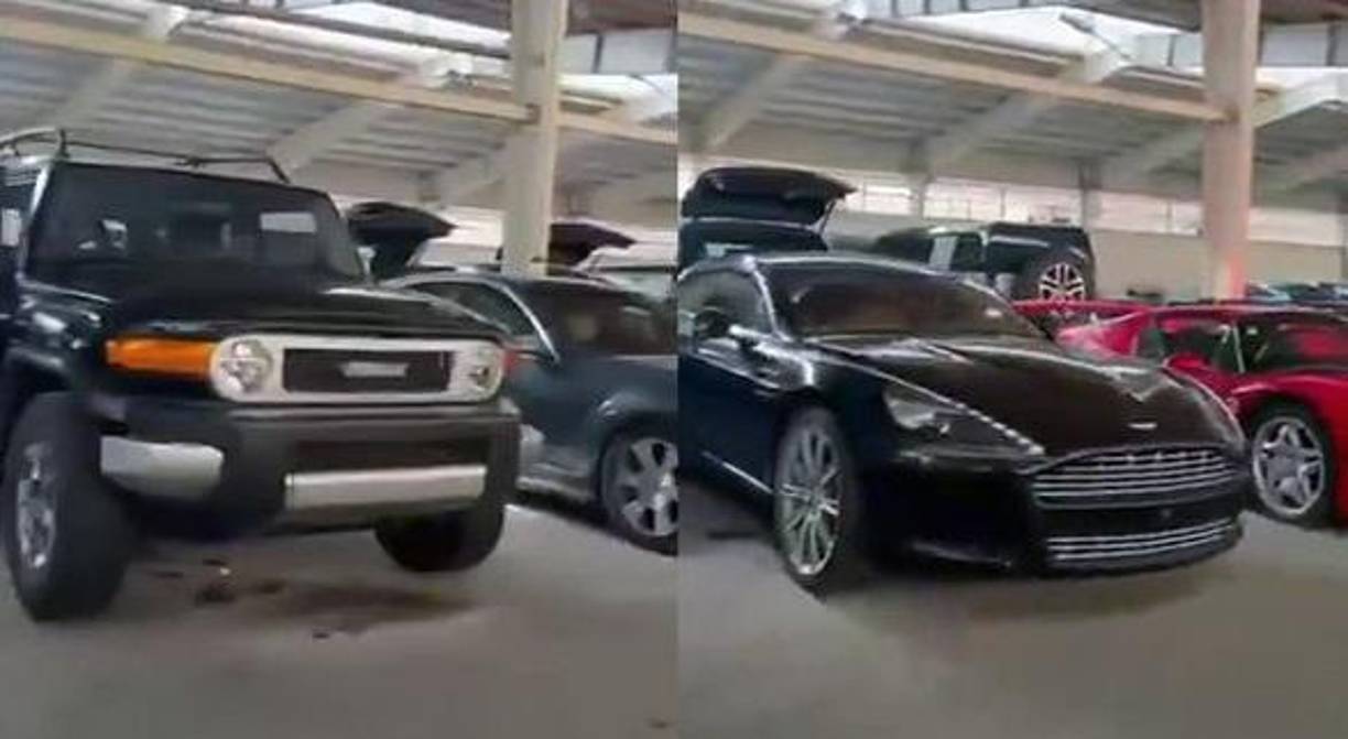 En las imágenes se observan un Lamborghini, Rolls Royce blindados, Ferraris y un Bentley, entre otros.
