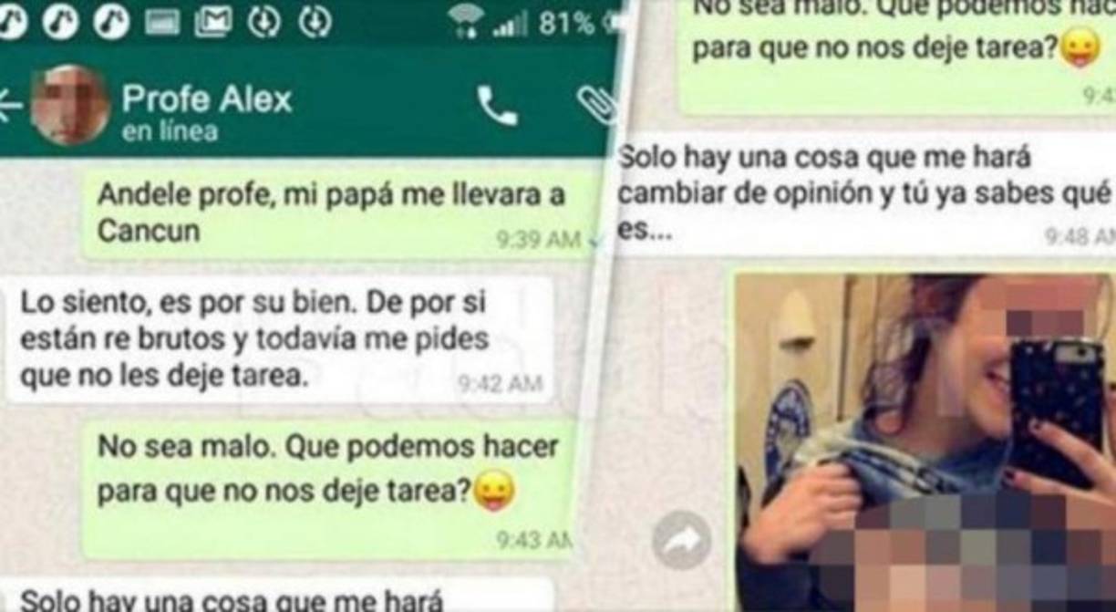 El director de una escuela fue denunciado por un padre de familia tras descubrir que este le pedía fotos íntimas a las alumnas. El padre de la alumna de 16 años denunció al profesor después que enterarse que le pedía fotos desnuda a su hija a cambio de no dejarles tarea durante las vacaciones de Semana Santa, según el portal Nuevo diario web.