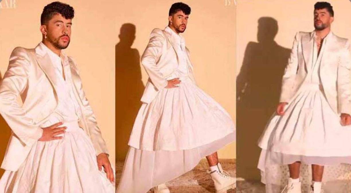 En el 2022, Bad Bunny posó para una reconocida revista con un vestido que recuerda a las novias de los años 80s y 90s.