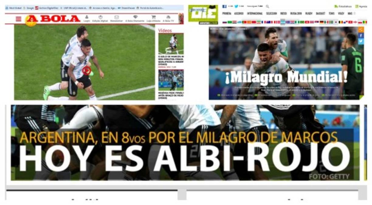 Marcos Rojo es el foco de la prensa mundial tras su golazo ante Nigeria.