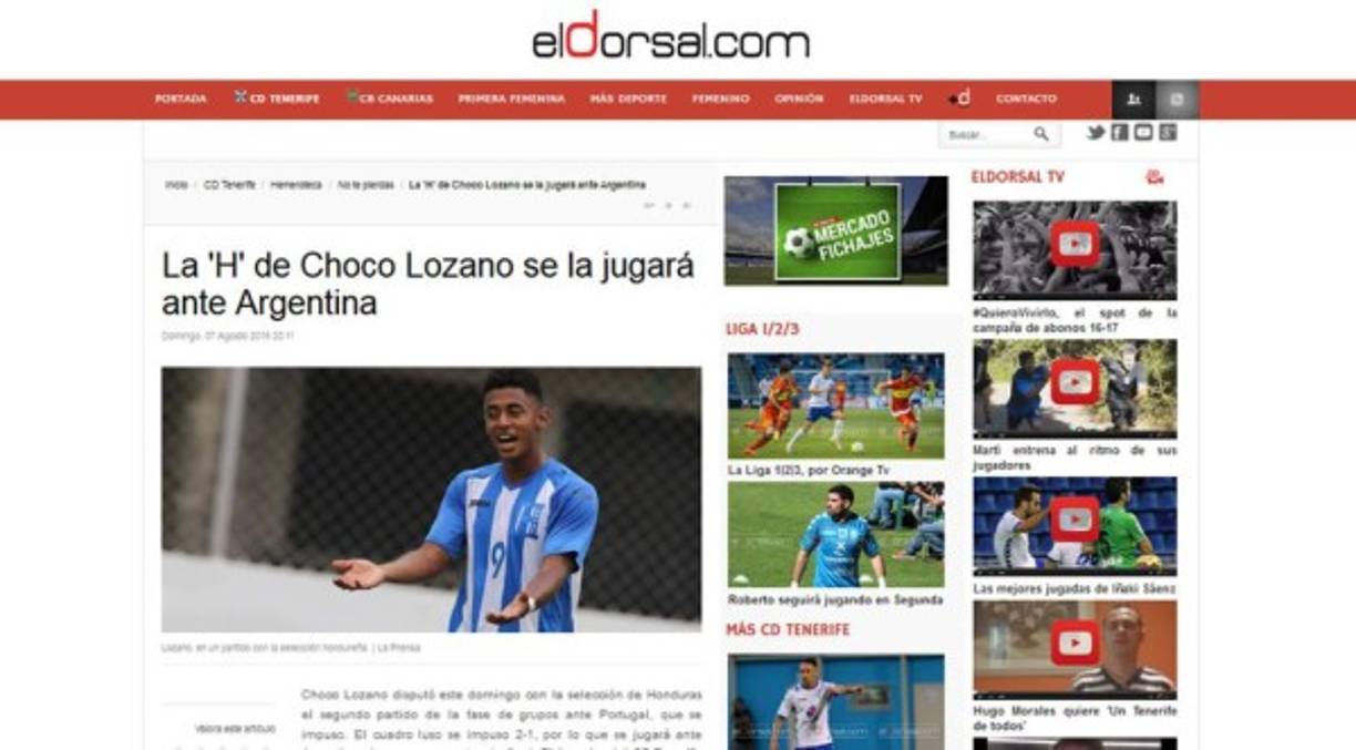 El Dorsal de España: 'La 'H' de Choco Lozano se la jugará ante Argentina'.