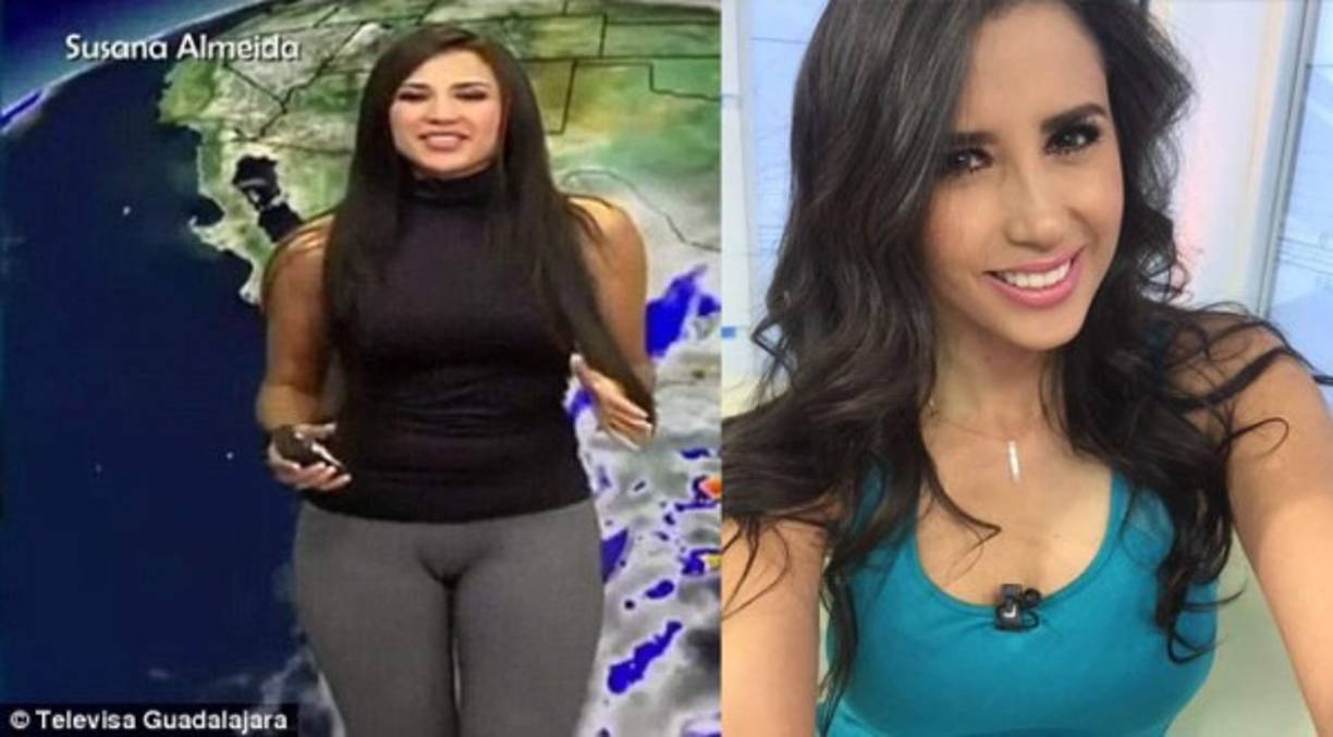 Susana Almeida aparece en uno de los noticieros del canal mexicano Televisa Guadalajara. El año pasado, la presentadora ganó popularidad en redes sociales luego de que sufriera un accidente de vestuario.