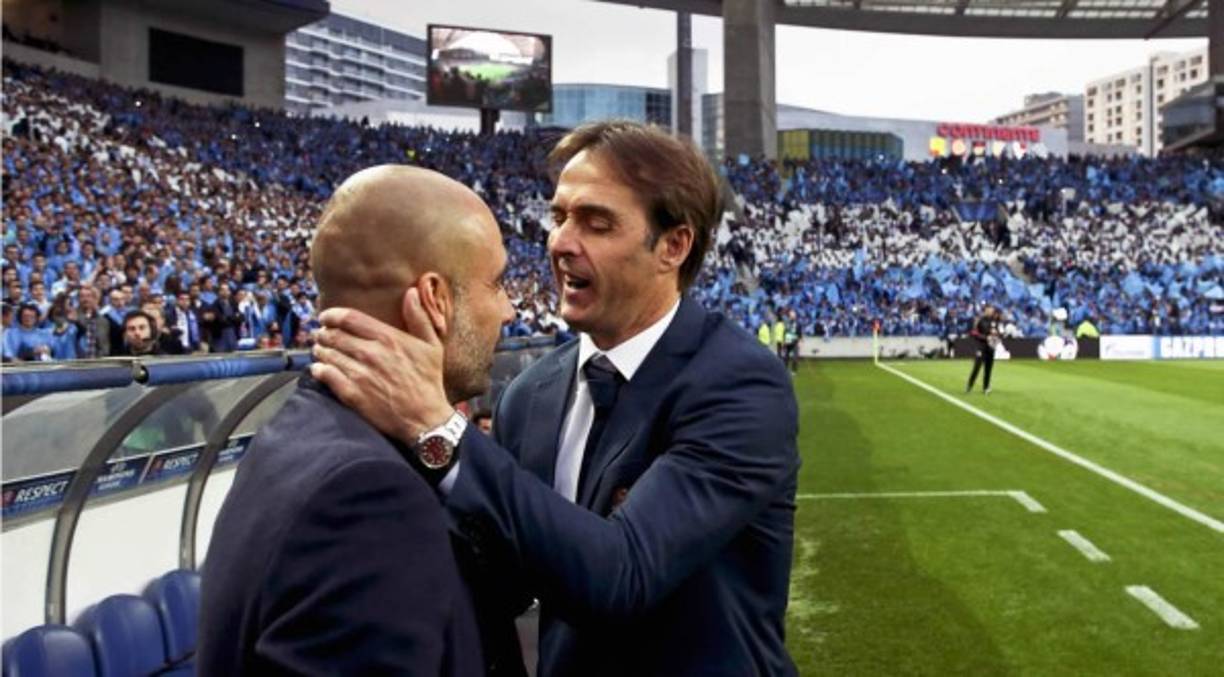 Lopetegui y Guardiola previo al saludo.