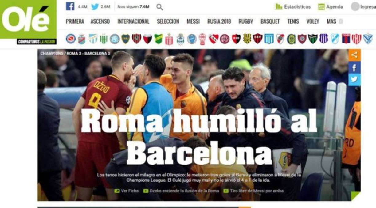 Diario Olé de Argentina.