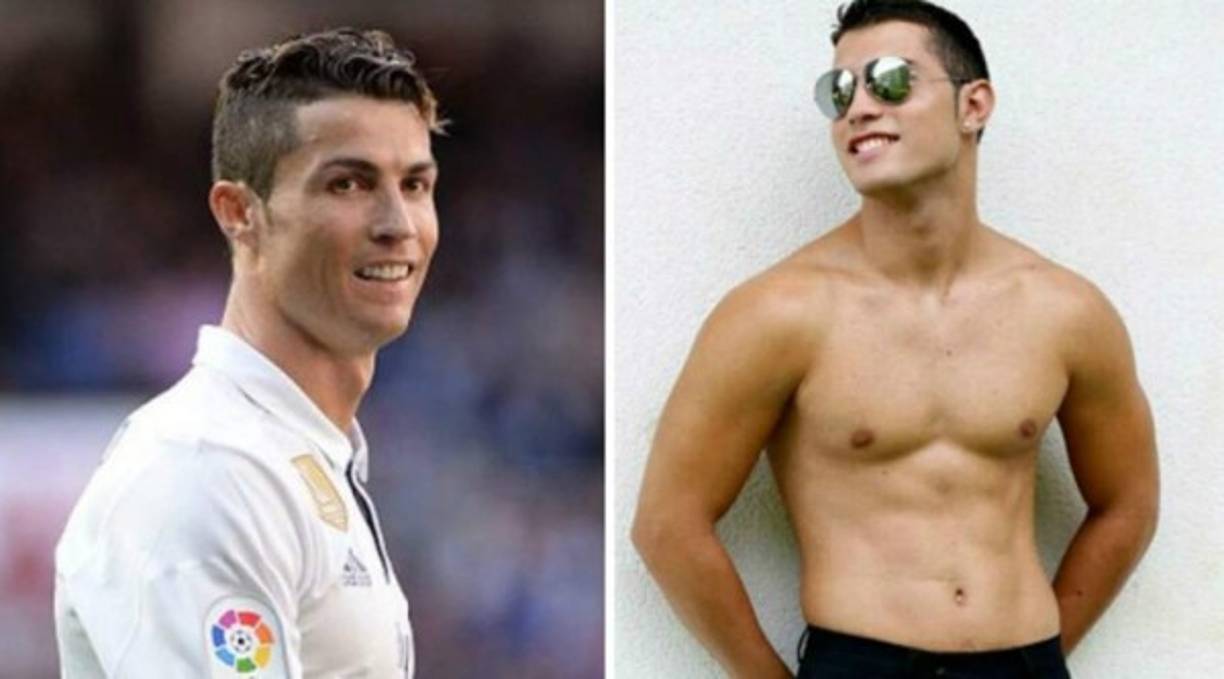 Cristiano Ronaldo y un joven prácticamente idéntico a él.