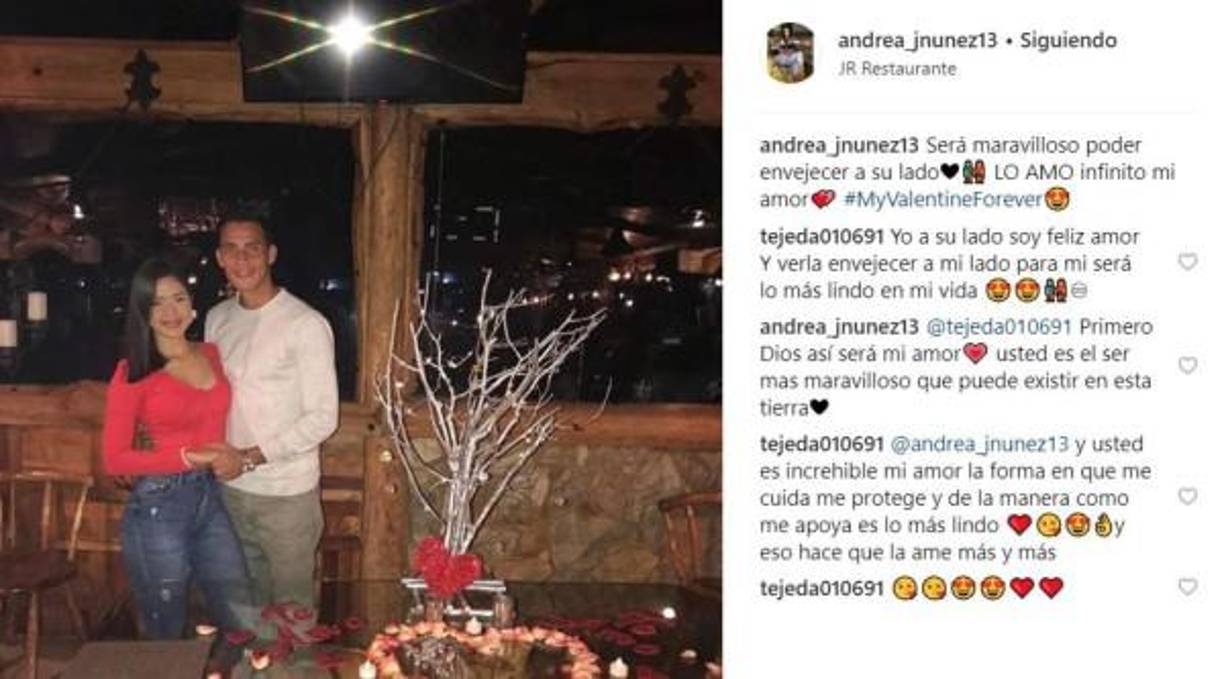 Uno de los mensajes de amor que se han dedicado Andrea y Ángel Tejeda.