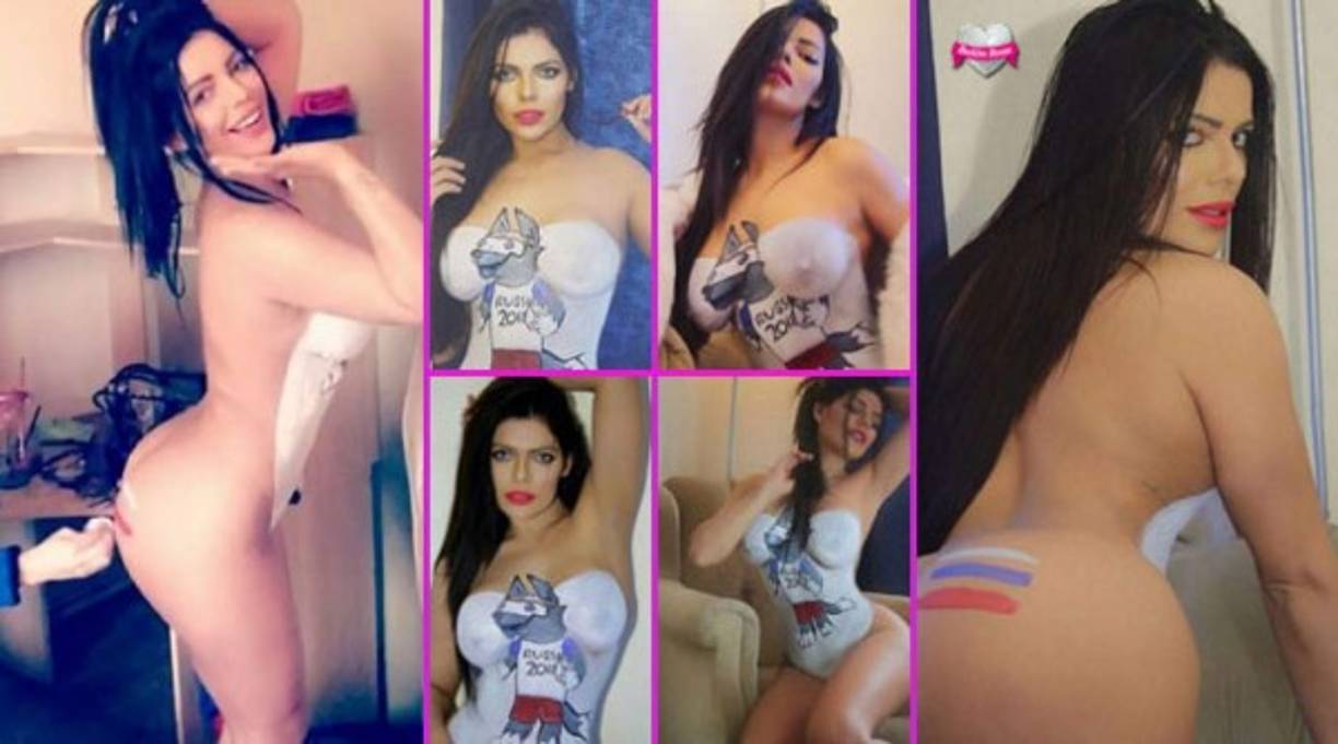 Ella decidió realizar un body painting con Zabivaka, la mascota oficial del torneo de la FIFA.<br/>