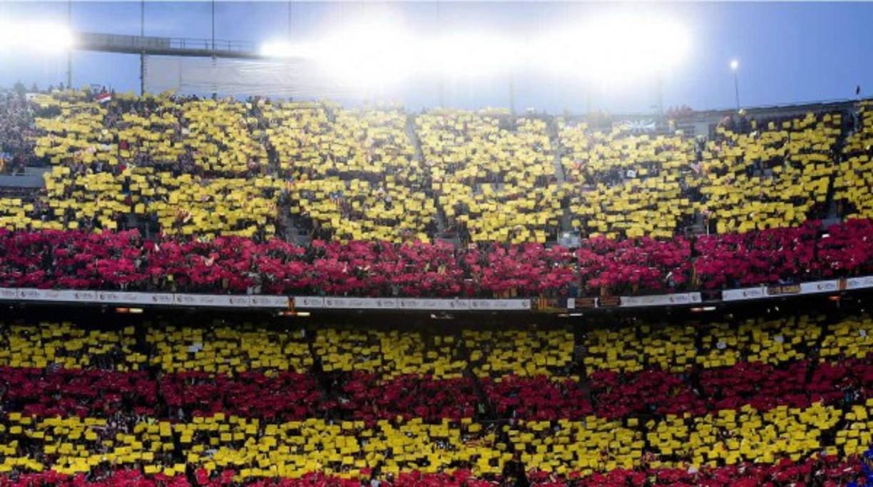 El espectacular mosaico en el Camp Nou.