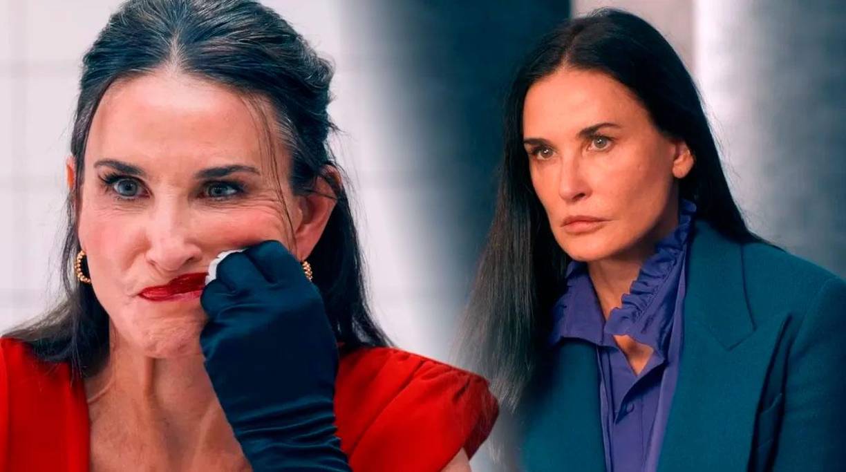 En “La sustancia”, Elizabeth Sparkle, interpretada por Demi Moore, es la estrella de un show de aerobic. Acaba de cumplir 50 años y su productor Harvey (interpretado por Dennis Quaid) pone fin a su carrera por considerarla demasiado vieja para el trabajo. Asfixiada por las deudas, Sparkle decide probar un tratamiento rejuvenecedor, que provoca cambios horribles en su cuerpo.