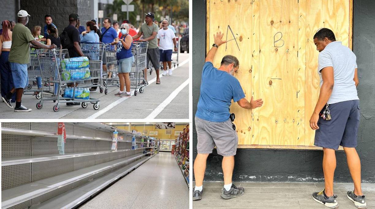 Los residentes del sur de Florida realizan grandes colas este domingo en los supermercados para abastecerse de productos ante la inminente llegada de la tormenta Ian, que alcanzará una fuerza de huracán de categoría 4 antes de llegar a ese estado esta semana, según pronósticos del Centro Nacional de Huracanes.