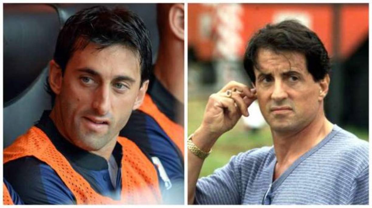 Diego Milito y Sylvester Stallone.