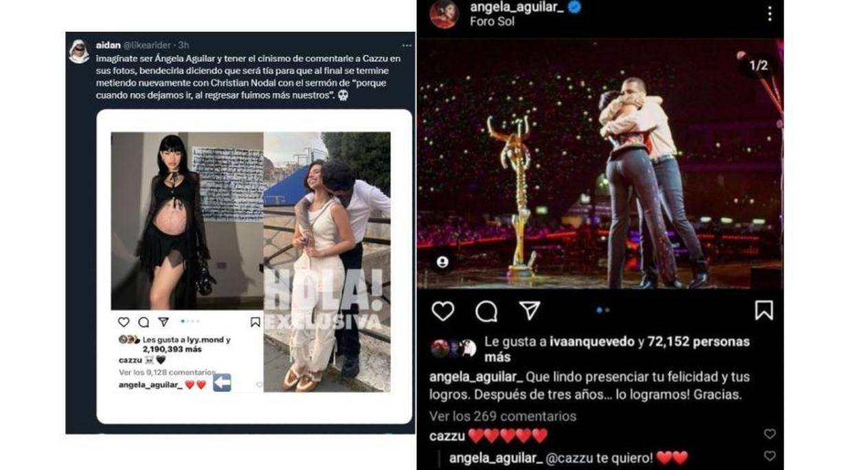 En otras fotos se puede ver a Cazzu presumiendo su pancita de embarazada y a Ángela Aguilar comentándole con unos corazones. Por otro lado, Cazzu también le dedicaba tiernos mensajes a Ángela Aguilar. 