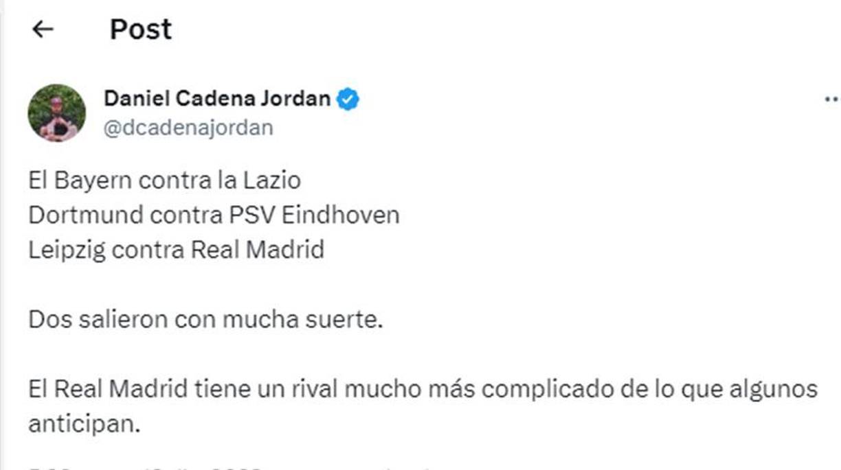Por otra parte un sector indica que Real Madrid no debe confiarse del Leipzig. 