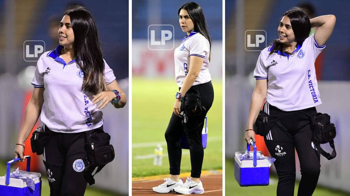 La linda chica que trabaja en el cuerpo médico del Victoria robó miradas en el estadio Olímpico.