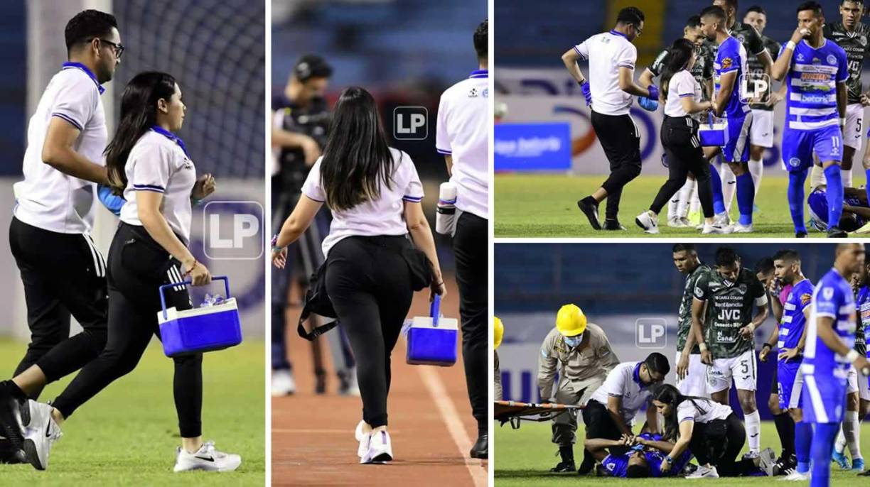 La linda chica que trabaja en el cuerpo médico del Victoria robó miradas en el estadio Olímpico.