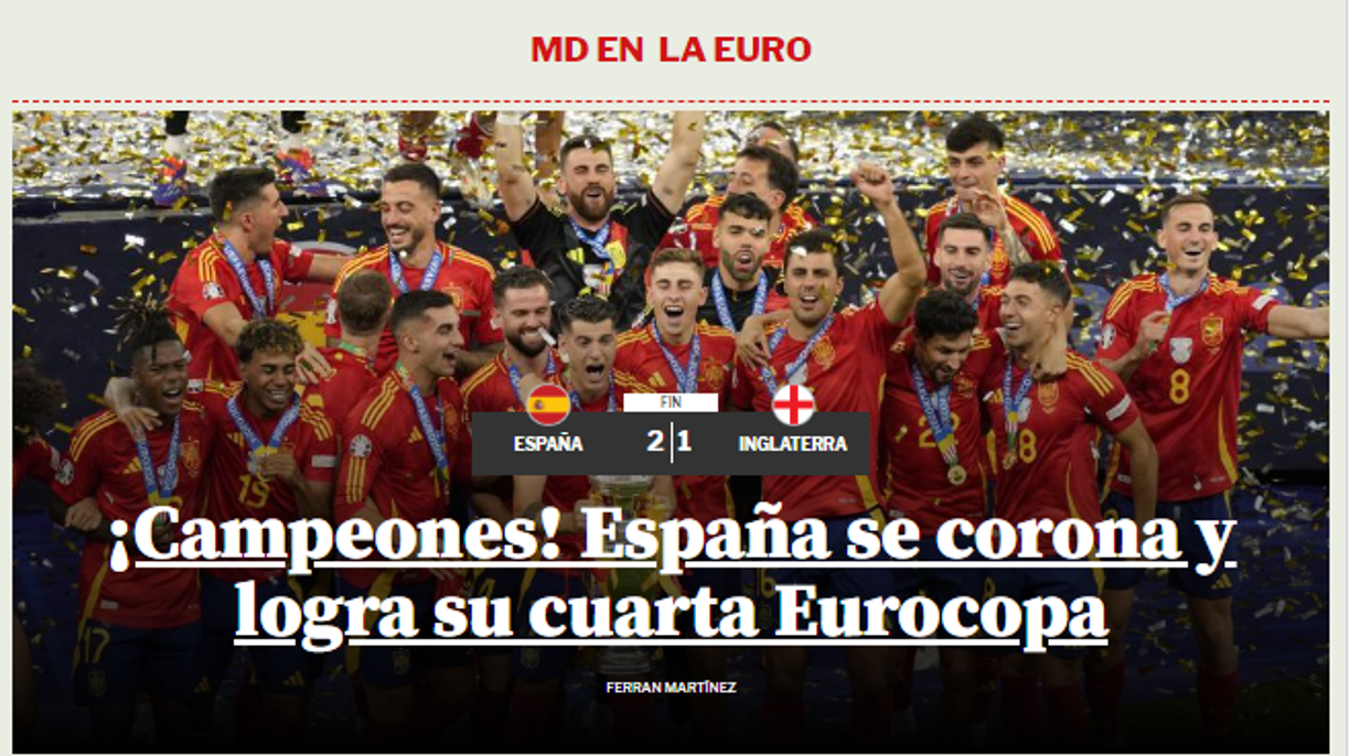 “¡Campeones! España se corona y logra su cuarta Eurocopa”, Mundo Deportivo de España.