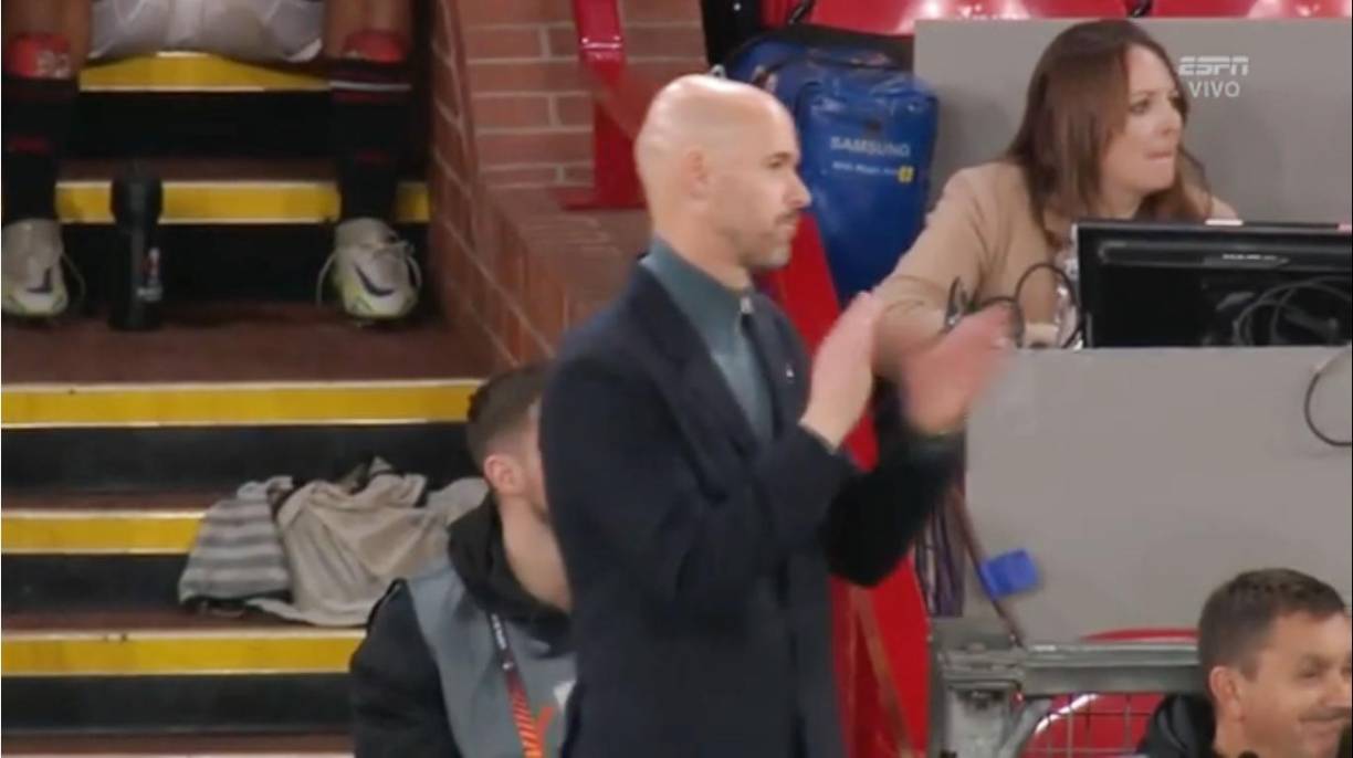 El entrenador del Manchester United, Erik ten Hag, reaccionó tras el gol de Cristiano Ronaldo y aplaudió al portugués.