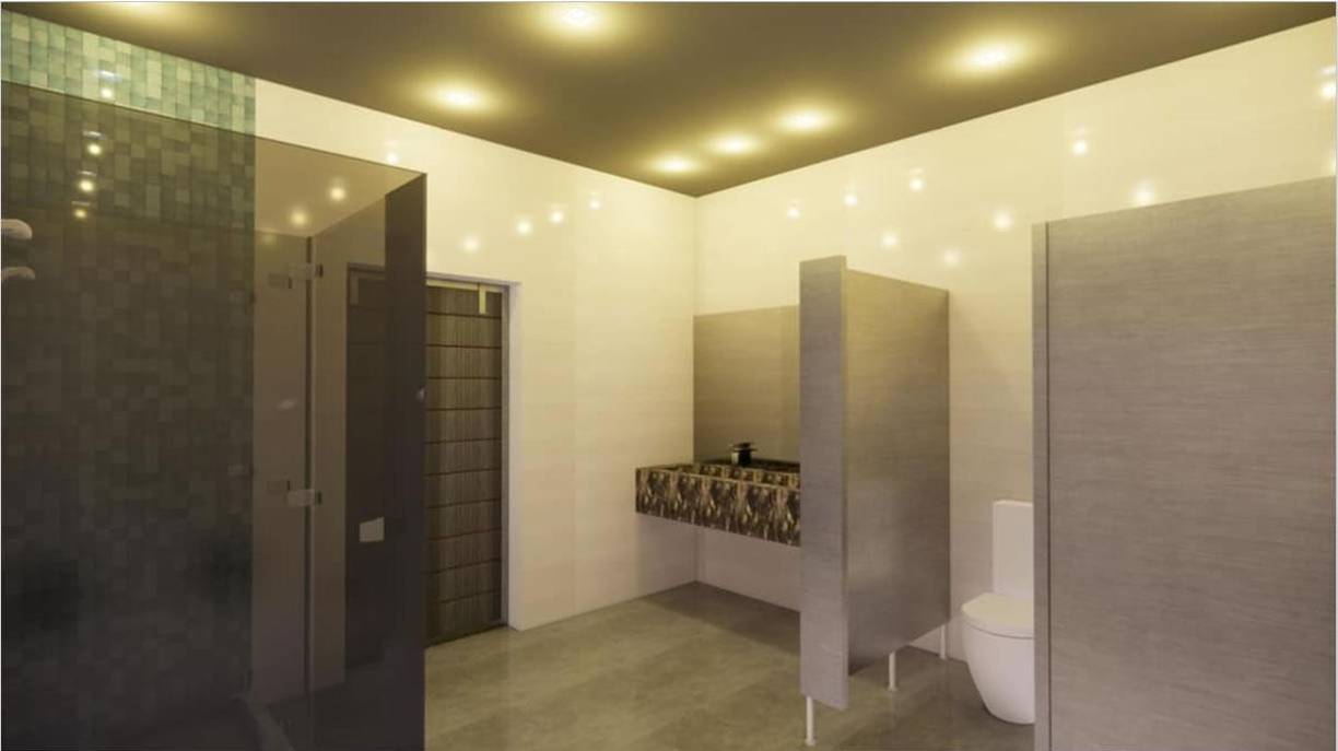 Así se van a ver los sanitarios en los camerinos del estadio Francisco Morazán.