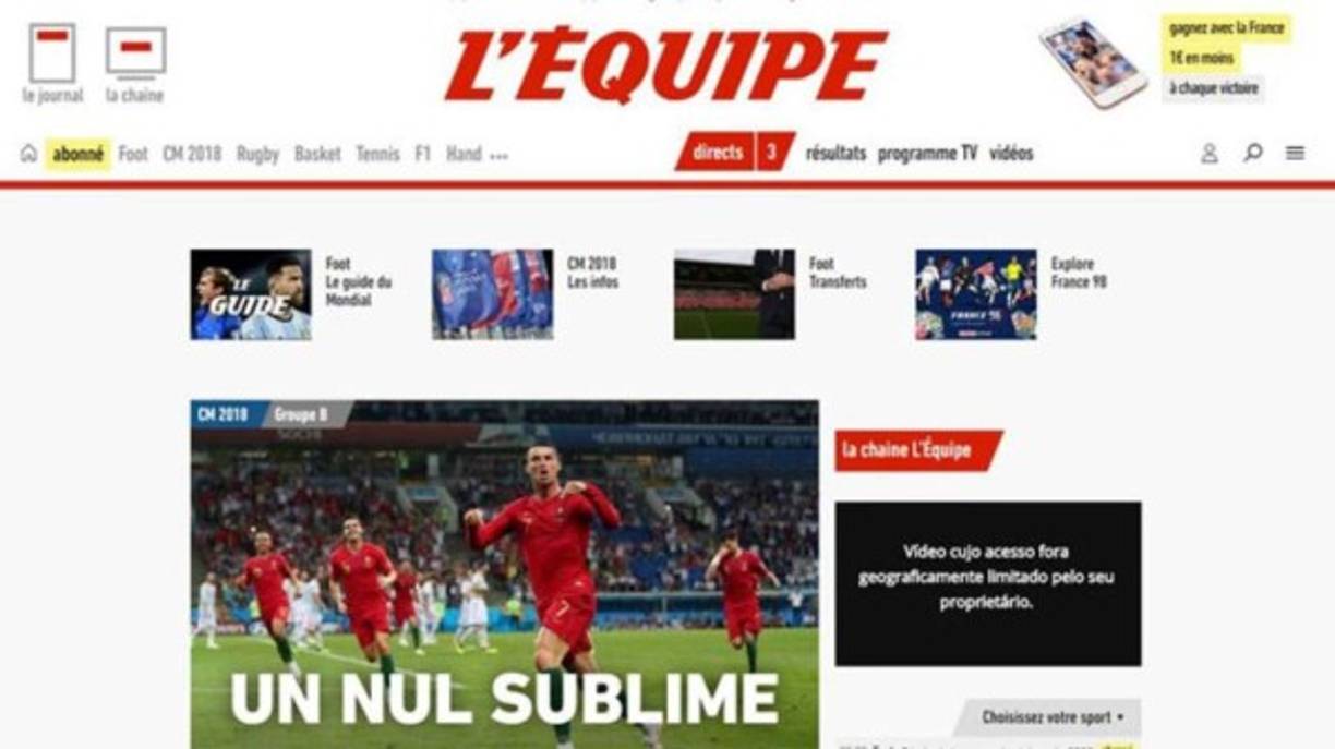L'EQUIPE de Francia.