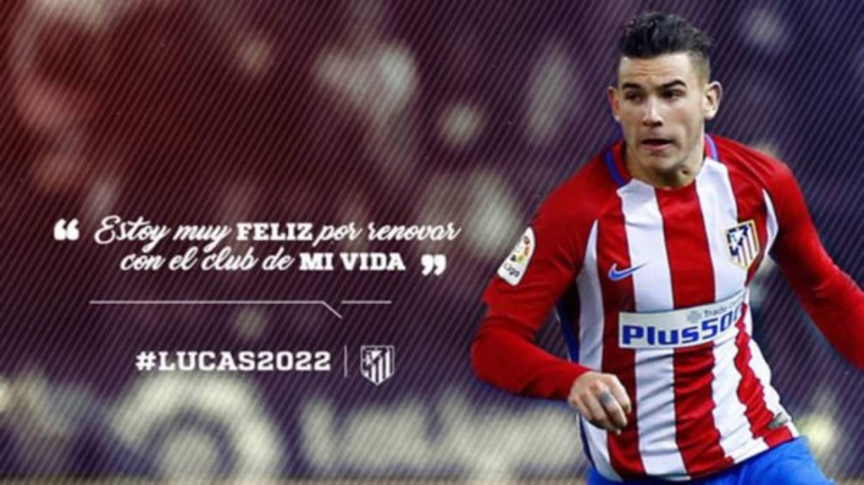El Atlético ha ampliado el contrato del defensa francés Lucas Hernández hasta junio de 2022.