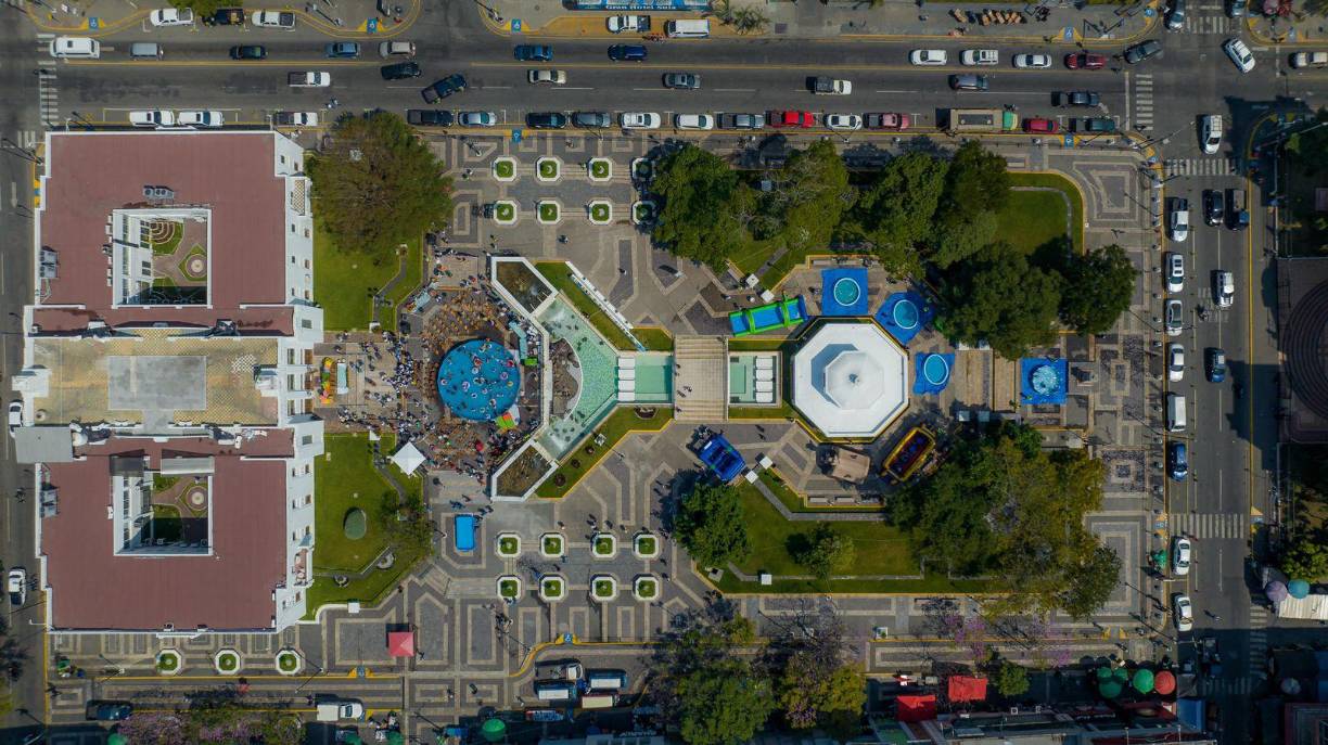 Así se ven las piscinas desde una toma aérea.