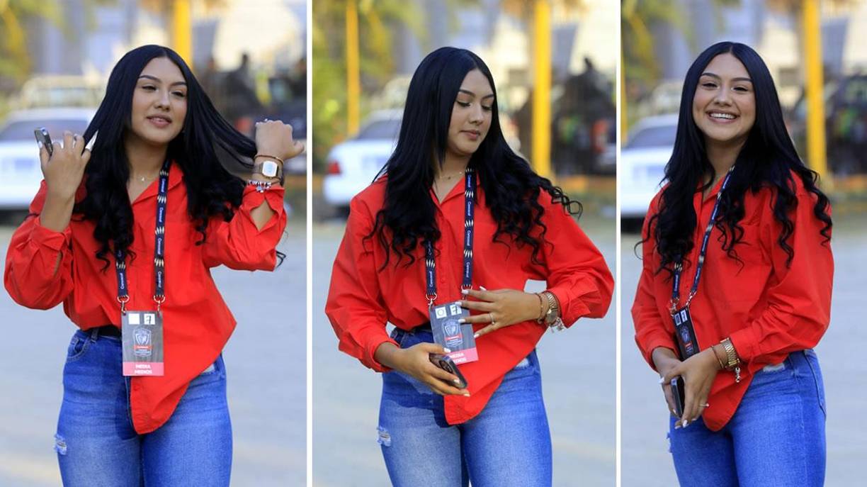 Esta bella periodista cautivó en el estadio Olímpico previo al partido Motagua-Pachuca.