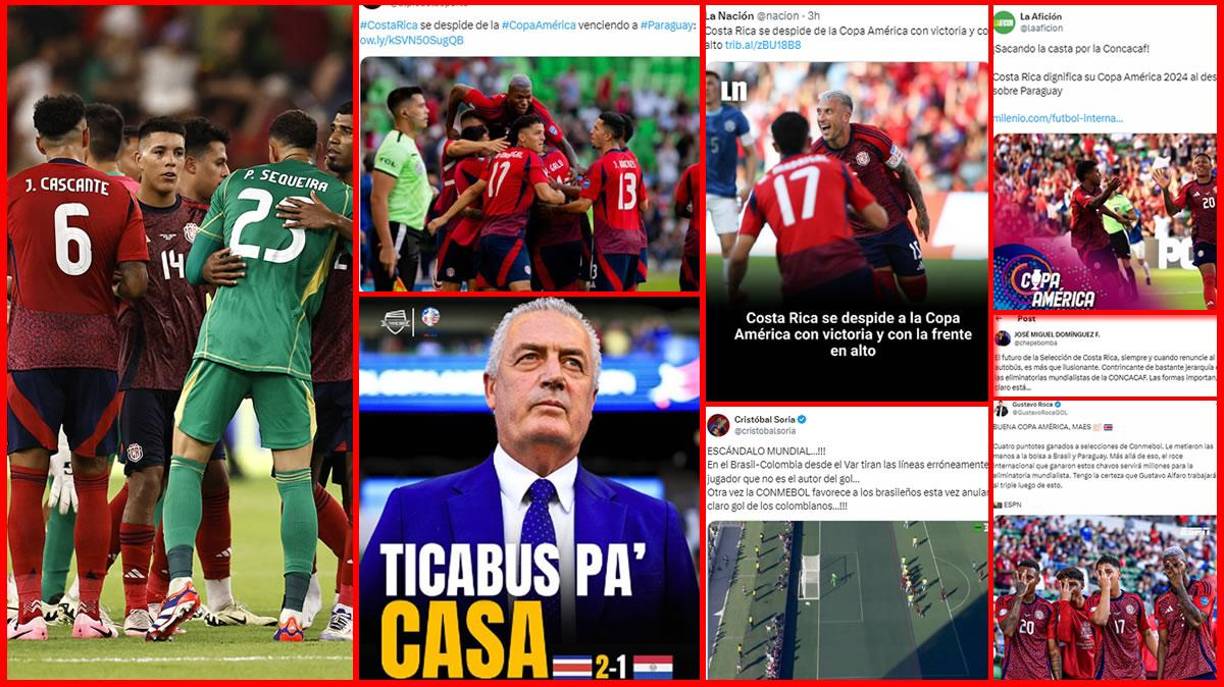 La prensa internacional elogia a Costa Rica tras su triunfo ante Paraguay pese a quedar eliminada de la Copa América 2024, mientras en Panamá se burlan. Lo que dicen del escándalo en el Brasil-Colombia.