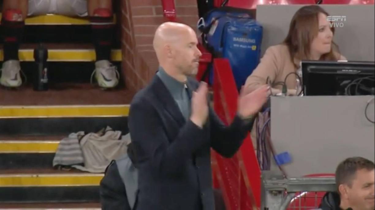 El entrenador del Manchester United, Erik ten Hag, reaccionó tras el gol de Cristiano Ronaldo y aplaudió al portugués.