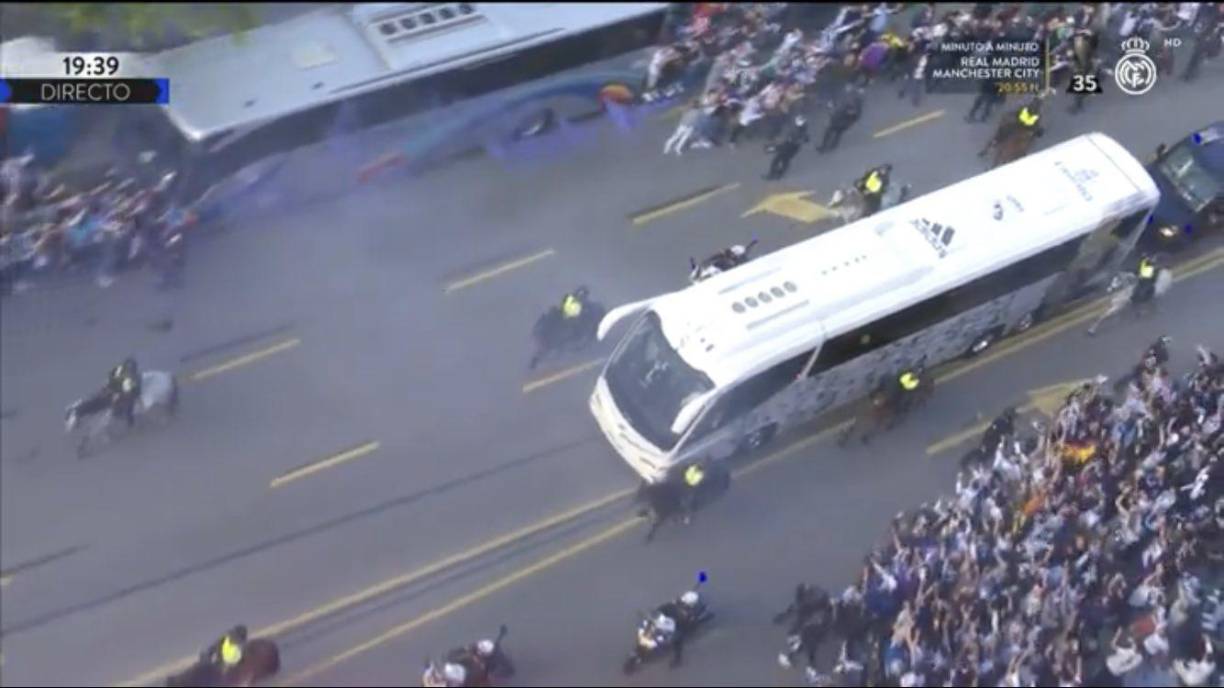 Este es el autobús en donde se trasportó la plantilla del Real Madrid.