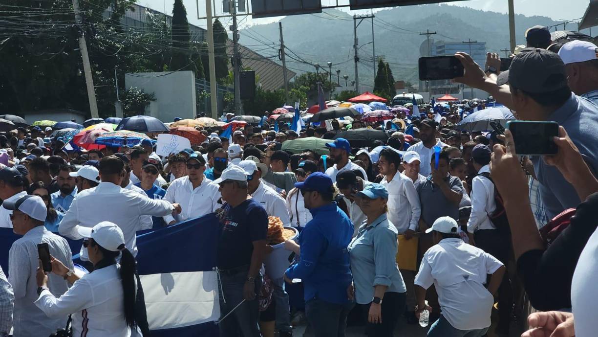 Tomás Zambrano, David Chávez y Romeo Vásquez fueron algunos de los rostros más visibles en la manifestación de este sábado en Tegucigalpa. 