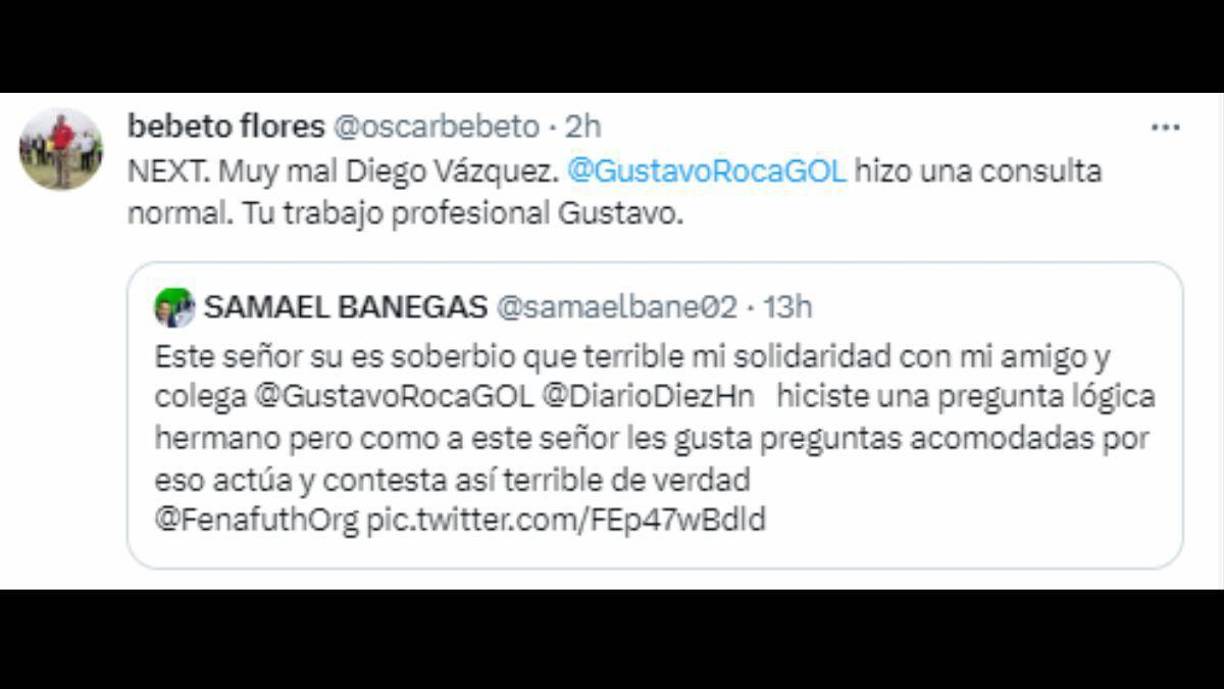 Bebeto Flores: “Next, next. Muy mal Diego Vázquez”.