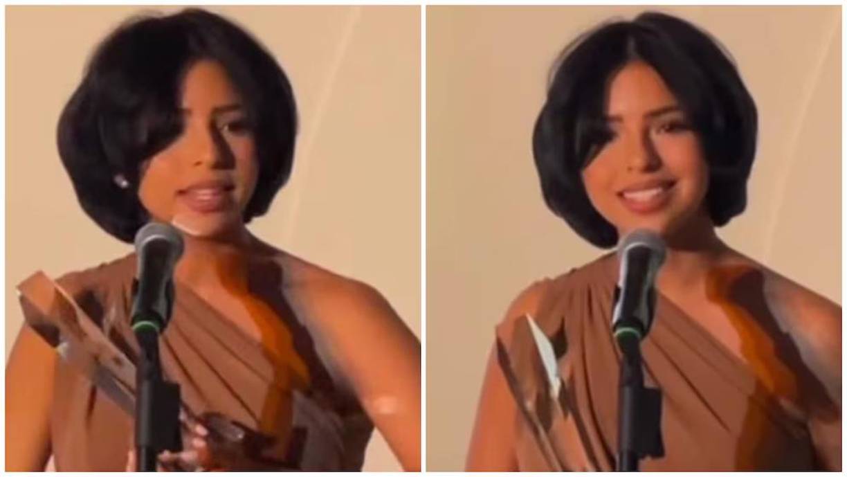 “Cuando yo nací tuve la fortuna de crecer en una familia de cantantes, una familia de música, pero el verdadero privilegio fue entrar a la música mexicana, sentirme respaldada por mariachi y los valores, las tradiciones y la cultura que conlleva. Ese mismo honor no lo tomo a la ligera, por eso cada vez que me subo a un escenario trato de la mejor manera de representar a México, al país que me ha dado tanto y que amo con todo mi ser. El estar aquí, sentirme considerada no solamente es un privilegio, sino es una gran responsabilidad. Debo admitir que escuchaba a muchas mujeres hoy y me identificaba con ellas y veía su lucha”, dijo Aguilar. 