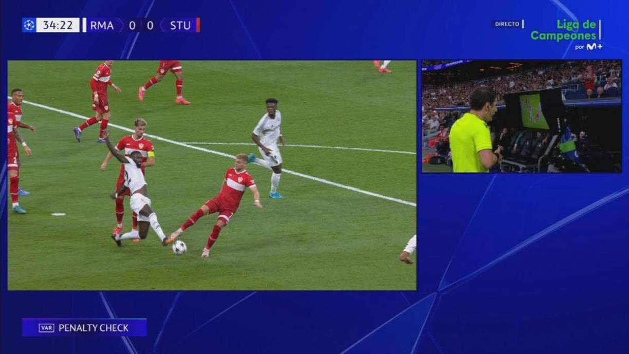 Pero tras revisar en el VAR, el árbitro anuló el penal al no haber falta contra Rüdiger.